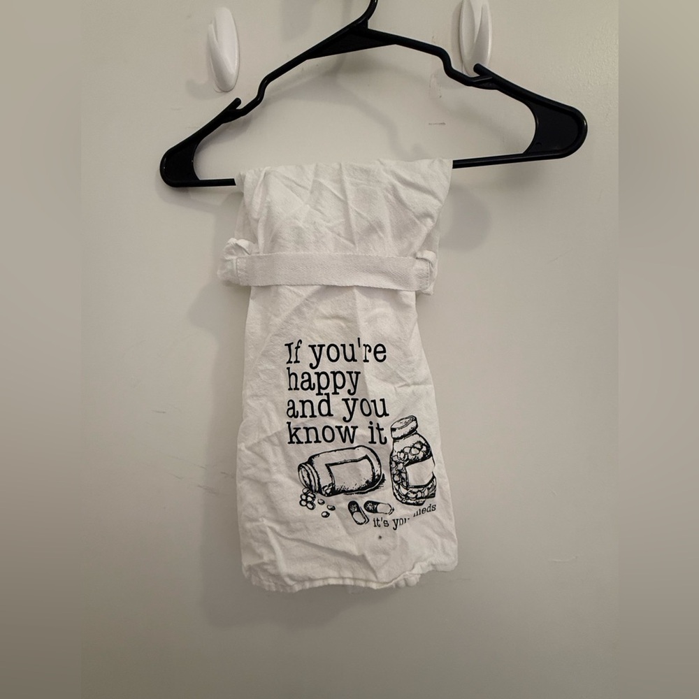 White Kitchen Towel with Fun Print